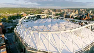 Incredible Drone Footage of New Carrier Dome Roof at Syracuse University