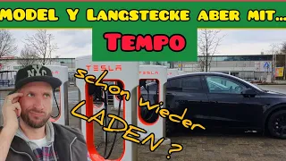 Tesla Model Y LR Autobahn Test | Reichweite  mit Tempo | Wirklich schneller am Ziel?