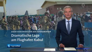 tagesschau 20:00 Uhr, 19.08.2021: Lage am Flughafen in Kabul, Diskussion über Ortskräfte