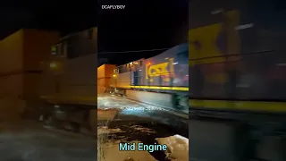 CSX Intermodal Mix Freight Mid Engine Late Night Pushing Snow 65 MPH #shorts!