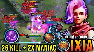 26 Kills + 2x MANIAC!! One Shot Build Ixia Crazy Critical Damage!! - Build Top 1 Global Ixia ~ MLBB