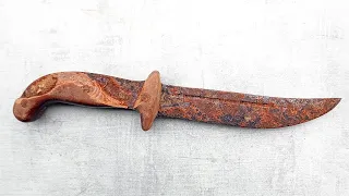 Restoration Rusted Curved Knife - it TURNED out SHARP!