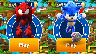Sonic Dash vs Spider Sonic - Movie Sonic vs All Bosses Zazz Eggman - All Characters Unlocked