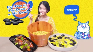 E60 Cooking with hot stones at office | Ms Yeah
