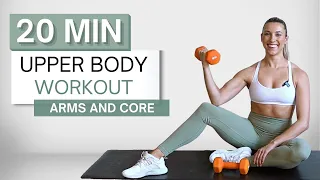 20 min UPPER BODY WORKOUT | With Dumbbells | Arms, Core, Chest and Back