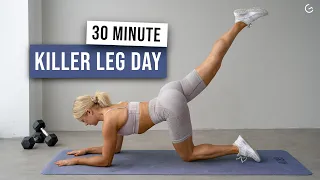 30 MIN KILLER LOWER BODY Workout With Weights - No Repeat Leg Day With Dumbbells