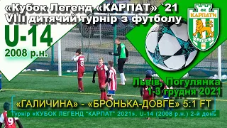 «Галичина» Львів - «Бронька-Довге» 5:1 (1:0). U-14 Гра "Кубок легенд “Карпат” `21 Діти 2008 р.н.