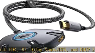HDMI Switch 3 in 1 Out 4K 60Hz, WARRKY 【with 3.3FT Braided Cable, Non-Blocking Ports】 HDMI Multipor