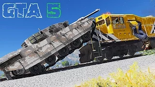 Tank Vs Train How many Tanks is need to stop Train? - (GTA 5 Trying to destroy train)