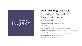 Compensation Hearing PM (27 Apr 2023) - Post Office Horizon IT Inquiry