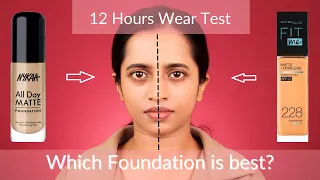 Nykaa All Day Matte Foundation vs Maybelline Fit Me Matte+Poreless Foundation I Which one better?