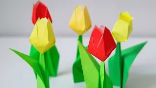 💐 Origami Tulip 💐 - Tulip  and Stem (Kunihiko Kasahara)