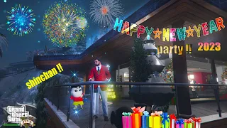 Franklin And Shinchan Celebrate Happy New Year 2023 with All friends In GTA V |(GTA 5 Mods)