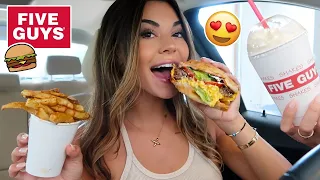 FIVE GUYS MUKBANG!!! •double cheeseburger, cajun fries & milkshake•