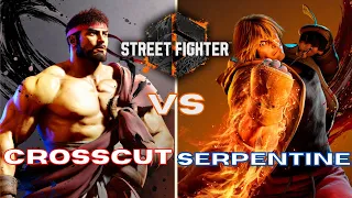 Crosscut (Ryu) vs Serpentine (Ken) Ranked Match Set. (Street Fighter 6 Closed Beta)