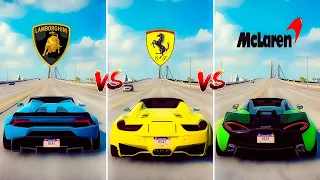 Battle: Huracan Spyder Vs Ferrari 458 Spider Vs Mclaren 570s Spider | Need For Speed Heat