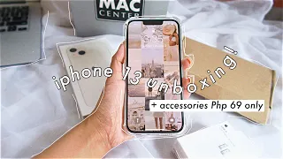 UNBOXING 🎂  IPHONE 13 (starlight, 128 GB) 2022 🌼  SHOPEE accessories for only Php 69🧡