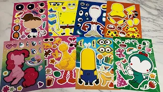 Silly face  decorating sticker book stickers 18 minutes satisfying and relaxing hello kitty dress up