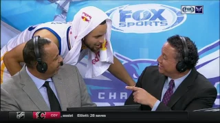 Steph Curry surprises his dad on Hornets LIVE set