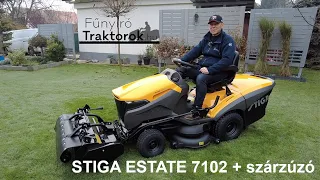 Stiga Estate 7102 HWSY fűnyíró traktor szárzúzó vágóegységgel