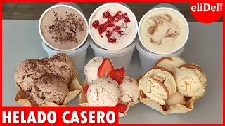 HELADOS caseros 3 INGREDIENTES en 5 MINUTOS 🍓🍫Cremosos 3 SABORES para VENDER