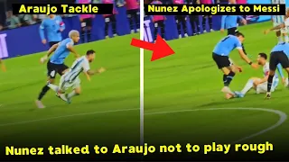 Moment Darwin Nunez Told Araujo To not tackle Messi in Argentina Vs Uruguay