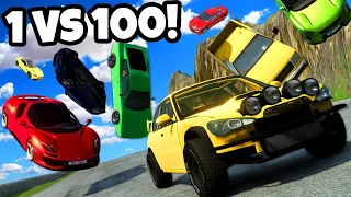 Racing Against 100 Cars Falling from The Sky in BeamNG Drive Mods!