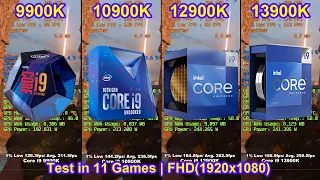 9900K vs 10900K vs 12900K vs 13900K + RTX 4090 - Test in 11 Games | FHD(1920x1080)