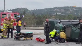 Car flips over after police chase ends in crash