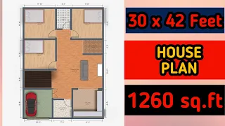 30 x 42 HOUSE DESIGN I 30 X 42 HOUSE PLAN | 30 X 42 GHAR KA NAKSHA I 1260 sq ft house plan #Shorts