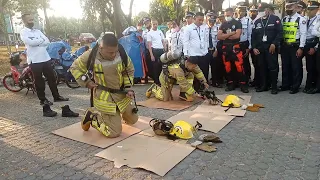 Demonstration Of Proper Wearing of SCBA Fire Man Suit