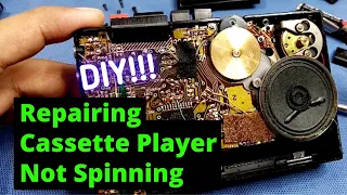 Repairing cassette player not spinning PLAY FF and REW || Sony TCM-17