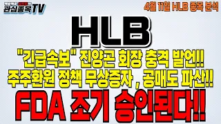 [HLB 에이치엘비] "긴급속보" 진양곤 회장 충격 발언!! 주주환원 정책 무상증자 거론, 공매도 파산!! 5월 FDA 신약 조기 승인!! #hlb #hlb생명과학 #hlb목표가