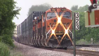 BNSF 3830 Leads 70mph Z train through (Elmer MO) 06/07/23