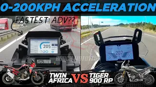 Honda CRF1100L Afica Twin 🆚️ Triumph Tiger 900 Rally Pro | 0-200kph Acceleration | Top Speed🔥