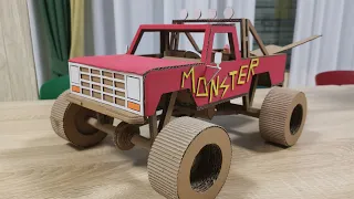 How to make monster truck Ford F-150 1982 from cardboard