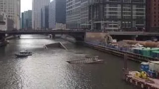 A sinking barge in the Chicago River