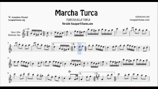 Rondo Alla Turca (Turkish March) Sheet Music for Alto Sax and Baritone Sax E flat