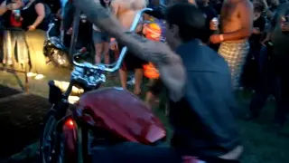 THE BEST bad ass Harley burnout - no comparison - with a beer!
