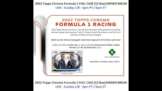 2022 Topps Chrome Formula 1 Full Case Driver Break 1/8/23