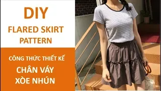 DIY Flared Skirt Pattern | Thiêt kế cắt may Chân Váy Xòe Nhún cực đơn giản