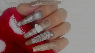 Latte Coffee Nail Art with Acrylic 3D Coffee Cup / Mug