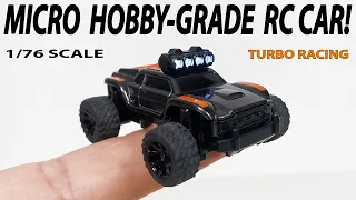 Tiny Hobby-Grade Micro RC Car Monster Truck! 1/76 Turbo Racing C81 Unboxing, Details & Test Run!