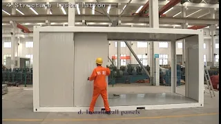 The whole installation process of China prefab Flat-pack container house in 6 minutes.