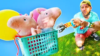 Свинка Пеппа и Джордж застряли на воздушном шаре! Видео про игрушки и Службу Спасения ХэлпМена