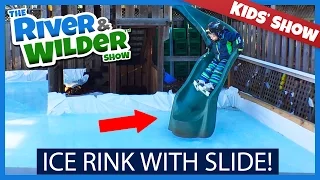 BACKYARD ICE RINK WITH A SLIDE! | TV FOR KIDS