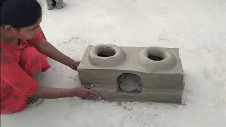 portable clay stove |primitive technology mud stove |mitti ka chulha |Desi chulha Design