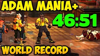 Streets of Rage 4 V8 ADAM MANIA+ SPEEDRUN WORLD RECORD! 46:51