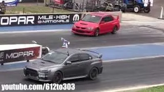 Mitsubishi EVO 8 vs EVO 10 Drag Race