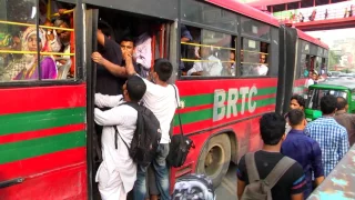 Traffic jam & Bus stops in Dhaka city.